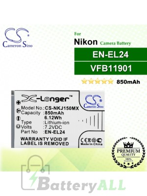 CS-NKJ150MX For Nikon Camera Battery Model EN-EL24 / VFB11901
