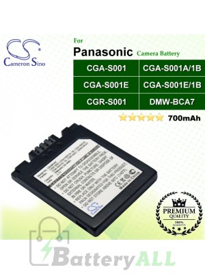 CS-BCA7 For Panasonic Camera Battery Model CGA-S001 / CGA-S001A/1B / CGA-S001E / CGA-S001E/1B / CGR-S001 / DMW-BCA7
