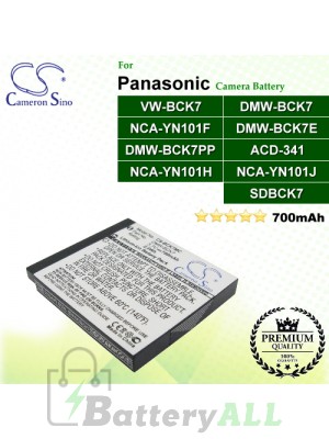 CS-BCK7MC For Panasonic Camera Battery Model ACD-341 / DMW-BCK7 / DMW-BCK7E / DMW-BCK7PP / NCA-YN101F / NCA-YN101H / NCA-YN101J / SDBCK7 / VW-BCK7