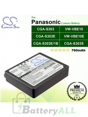 CS-PDS303 For Panasonic Camera Battery Model CGA-S303 / CGA-S303E / CGA-S303E/1B / VW-VBE10