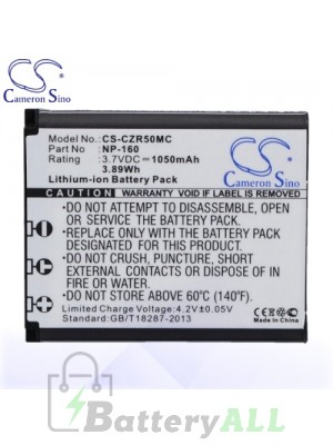 CS Battery for Casio NP-160 / Casio Exilim EX-FC500 EX-ZR50 Battery 1050mah CA-CZR50MC