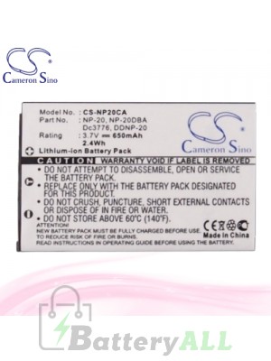 CS Battery for Casio Exilim EX-S770BE / EX-S770BU / EX-S770D Battery 650mah CA-NP20CA