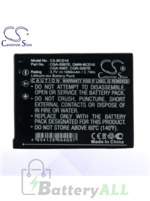 CS Battery for Panasonic Lumix DMC-TZ1-A / DMC-TZ15GK Battery 1000mah CA-BCD10