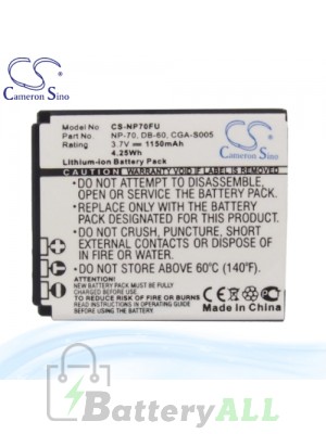 CS Battery for Panasonic Lumix DMC-FX10P / DMC-FX10S Battery 1150mah CA-NP70FU