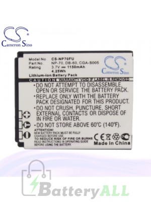 CS Battery for Panasonic Lumix DMC-FX12S / DMC-FX8GN Battery 1150mah CA-NP70FU