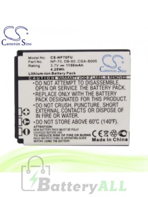 CS Battery for Panasonic Lumix DMC-FX100EF-N / DMC-FX100EF-S Battery 1150mah CA-NP70FU