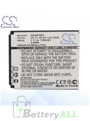 CS Battery for Panasonic Lumix DMC-FX150EGS / DMC-FX150K Battery 1150mah CA-NP70FU