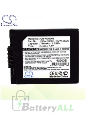 CS Battery for Panasonic Lumix DMC-FZ30GK / DMC-FZ30-K Battery 750mah CA-PDS006