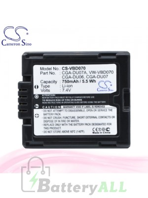 CS Battery for Panasonic NV-GS180EB-S / NV-GS180EG-S Battery 750mah CA-VBD070