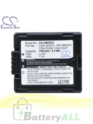 CS Battery for Panasonic NV-GS200GN / NV-GS21 / NV-GS21E-S Battery 750mah CA-VBD070