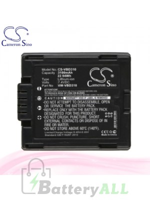 CS Battery for Panasonic NV-GS300EB-S / NV-GS300EG-S Battery 3100mah CA-VBD310