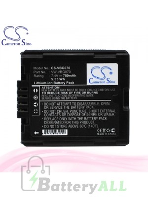 CS Battery for Panasonic HDC-SX5 / NV-GS330 / NV-GS500 Battery 750mah CA-VBG070