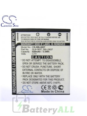 CS Battery for Samsung NV3 / NV5 / NV7 / NV8 Battery 820mah CA-SBL0837