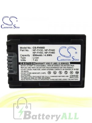 CS Battery for Sony DCR-HC27E / DCR-HC28E / DCR-HC36E Battery 650mah CA-FH50D