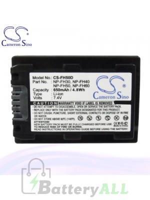 CS Battery for Sony DCR-SR33E / DCR-SR35E / DCR-SR36E Battery 650mah CA-FH50D