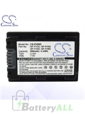 CS Battery for Sony DCR-DVD109E / DCR-DVD110E / DCR-DVD115E Battery 650mah CA-FH50D