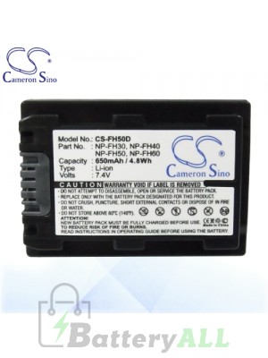 CS Battery for Sony DCR-SR200C / DCR-SR200E / DCR-SR210E Battery 650mah CA-FH50D