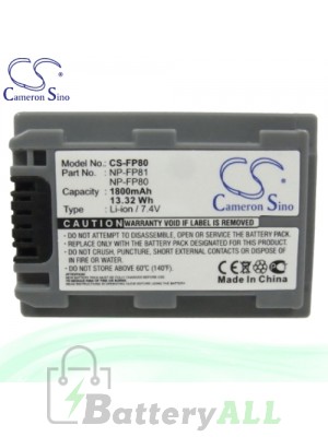 CS Battery for Sony DCR-HC32E / DCR-HC33E / DCR-HC35E Battery 1800mah CA-FP80