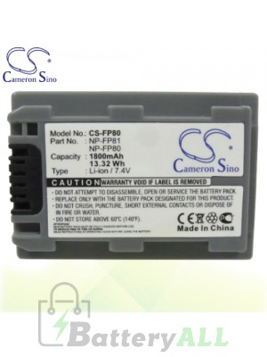 CS Battery for Sony DCR-HC65 / DCR-HC85 / DCR-HC85E / NP-FP80 Battery 1800mah CA-FP80