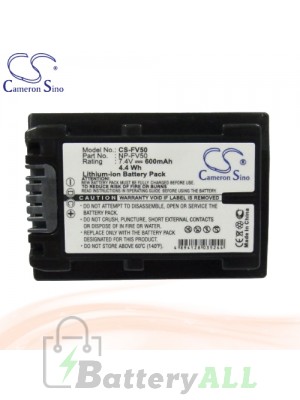 CS Battery for Sony DCR-HC37E / DCR-HC38 / DCR-HC38E / DCR-HC40 Battery 600mah CA-FV50