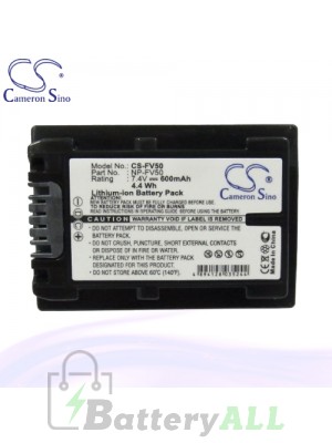 CS Battery for Sony DCR-SR210E / DCR-SR21E / DCR-SR30E Battery 600mah CA-FV50