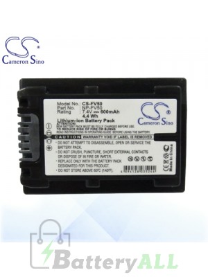 CS Battery for Sony DCR-SR100E / DCR-SR190E / DCR-SR200 Battery 600mah CA-FV50