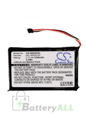 CustomModel-CS-IQN295XL- CS Battery for Garmin 361-00035-03 / 361-00035-07