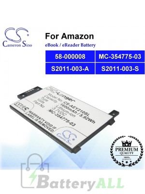 CS-AEY210SL For Amazon Ebook Battery Model 58-000008 / MC-354775-03 / S2011-003-A / S2011-003-S