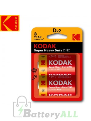 Kodak Zinc Super Heavy Duty D / R20P(UM-1) / IMPA 792401 1.5V Battery (2 pack)