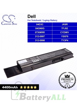 CS-DE3400NB For Dell Laptop Battery Model 04D3C / 04GN0G / 0TXWRR / 312-0997 / 312-0998 / 7FJ92 / CYDWV