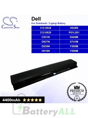 CS-DEZ600HB For Dell Laptop Battery Model 312-0928 / 312-0929 / C931N / D837N / D839N / H018N / H028N / P01L001