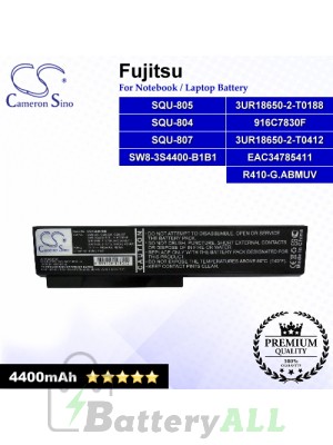 CS-FQU804NB For Fujitsu Laptop Battery Model 3UR18650-2-T0188 / 3UR18650-2-T0412 / 916C7830F / EAC34785411 (Black)