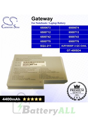 CS-GW400NB For Gateway Laptop Battery Model 4UR18650F-3-QC-OA4L / 6500673 / 6500674 / 6500712 / 6500713
