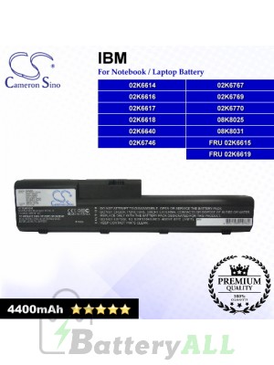 CS-IBA20SL For IBM Laptop Battery Model 02K6614 / 02K6616 / 02K6617 / 02K6618 / 02K6640 / 02K6746 / 02K6767