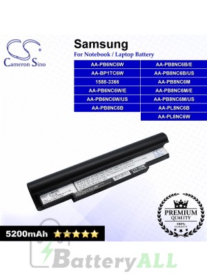 CS-SNC10NK For Samsung Laptop Battery Model 1588-3366 / AA-BP1TC6W / AA-PB6NC6W / AA-PB6NC6W/E (Black)