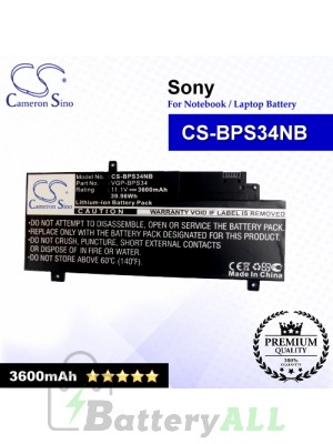 CS-BPS34NB For Sony Laptop Battery Model VGP-BPS34