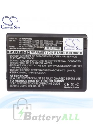 CS Battery for HP Pavilion ZV5034US-DU910U / ZV5045EA-DU978E Battery 4400mah L-NX9110HB