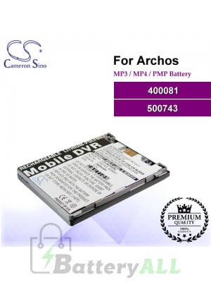 CS-AV530SL For Archos Mp3 Mp4 PMP Battery Model 400081 / 500743