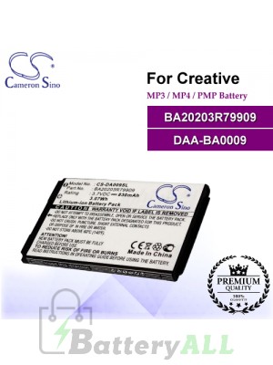 CS-DA009SL For Creative Mp3 Mp4 PMP Battery Model BA20203R79909 / DAA-BA0009