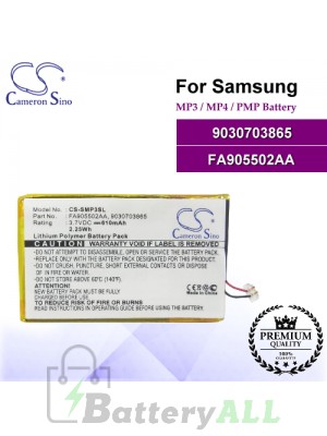 CS-SMP3SL For Samsung Mp3 Mp4 PMP Battery Model 9030703865 / FA905502AA