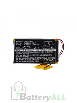 Fiio PL503560 1S1P Battery Replacement (CameronSino Brand) 1300mAh CS-FE700SL-A1