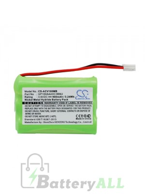 Audioline GP100AAAHC3BMJ Battery Replacement (CameronSino Brand) 900mAh CS-ACV100MB-BP1