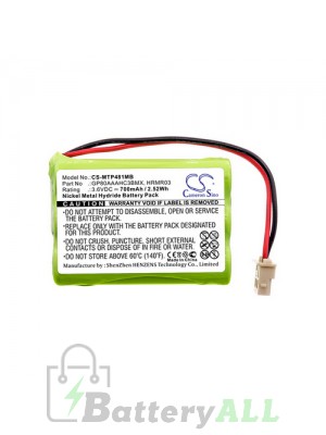 Motorola MBP481 Battery Replacement (CameronSino Brand) 700mAh CS-MTP481MB-BP3