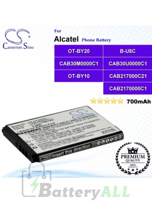 CS-OT383SL For Alcatel Phone Battery Model B-U8C / CAB2170000C1 / CAB2170000C2 / CAB217000C21 / CAB30M0000C1 / CAB30U0000C1 / OT-BY10 / OT-BY20