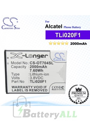 CS-OT704SL For Alcatel Phone Battery Model TLi018B2 / TLi019B1 / TLi019B2 / TLi020F1 / TLi020F2 / TLi020G1
