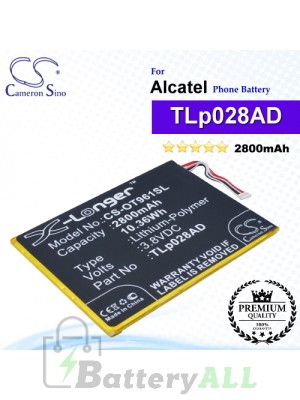 CS-OT961SL For Alcatel Phone Battery Model TLp028AD / TLp034B