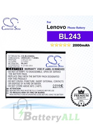 CS-BLK500SL For Lenovo Phone Battery Model BL243