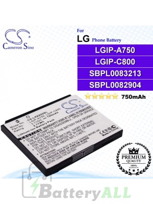 CS-LKE850SL For LG Phone Battery Model LGIP-A750 / LGIP-C800