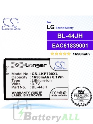 CS-LKP700XLFor LG Phone Battery Model BL-44JH / EAC61839001 / EAC61839006