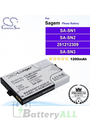 CS-MC3020XL For Sagem Phone Battery Model SA-SN1 / SA-SN2 / 251212309 / SA-SN3